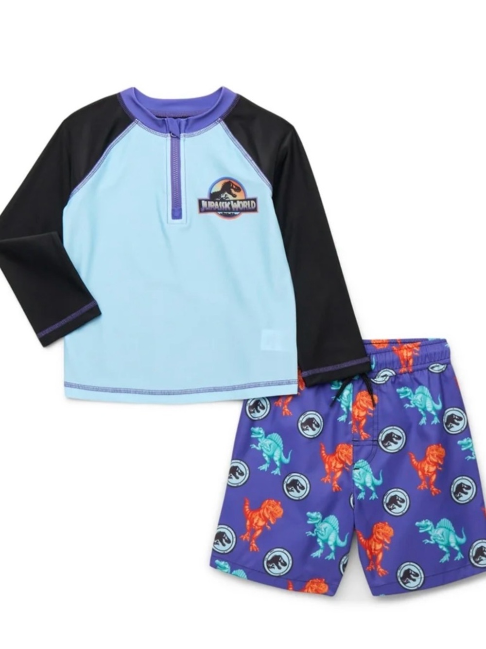 NWT Jurassic World Toddler Set 2PC Rash Guard & Swim Trunks UPF 50+ Size 12M‎